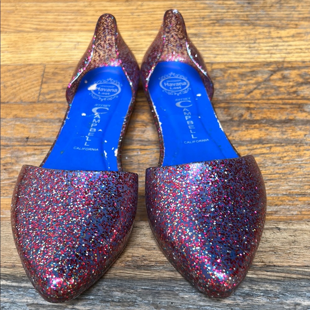 Jeffrey Campbell Havana d'Orsay Pink Glitter Jelly Flats. Size 6 ✨🩰